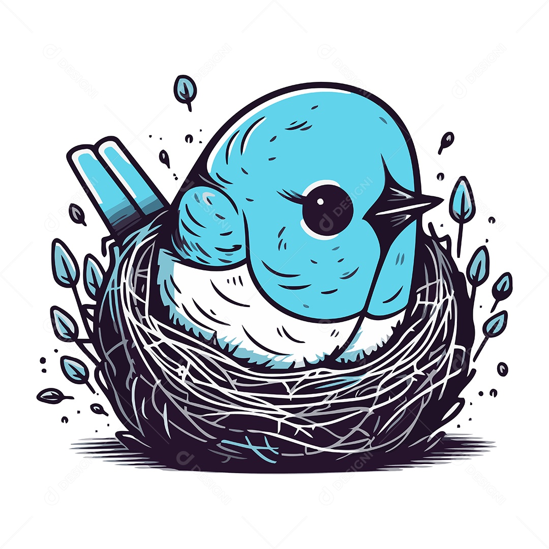 Pássaro no Ninho Ilustração Vetor EPS
