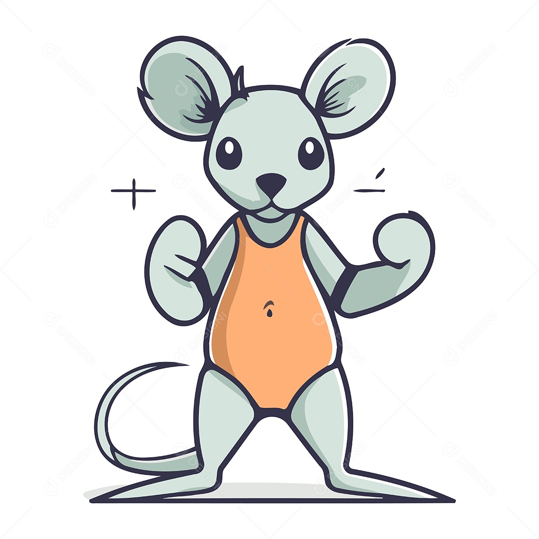 Ratinho Fofo de Desenho Animado Ilustração Vetor EPS