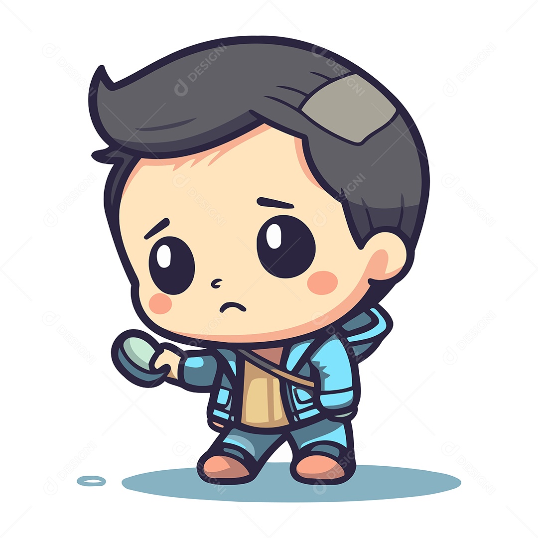 Garoto Fofo de Desenho Animado Ilustração Vetor EPS