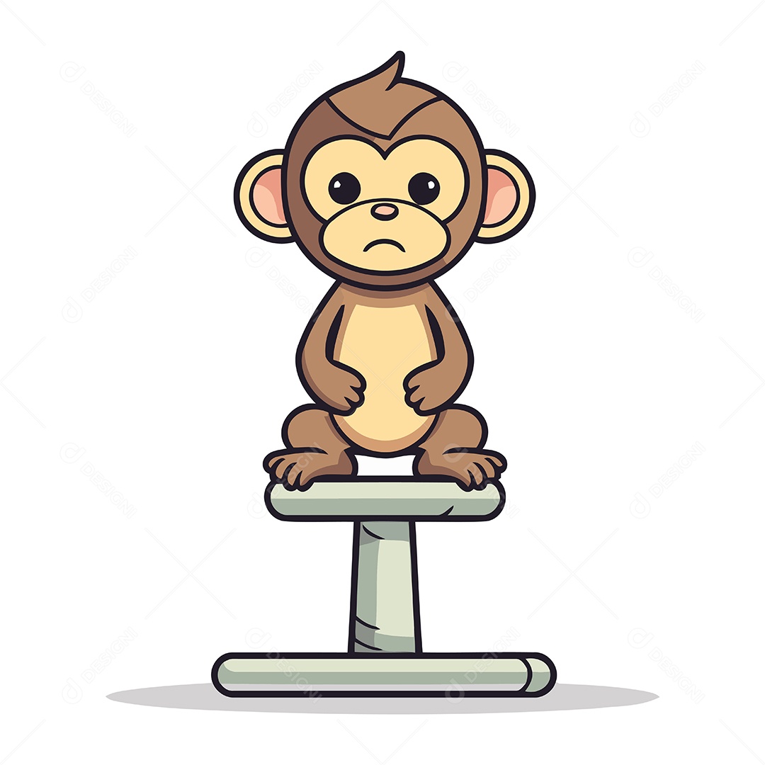 Macaco Sentado em Banquinho Ilustração Vetor EPS