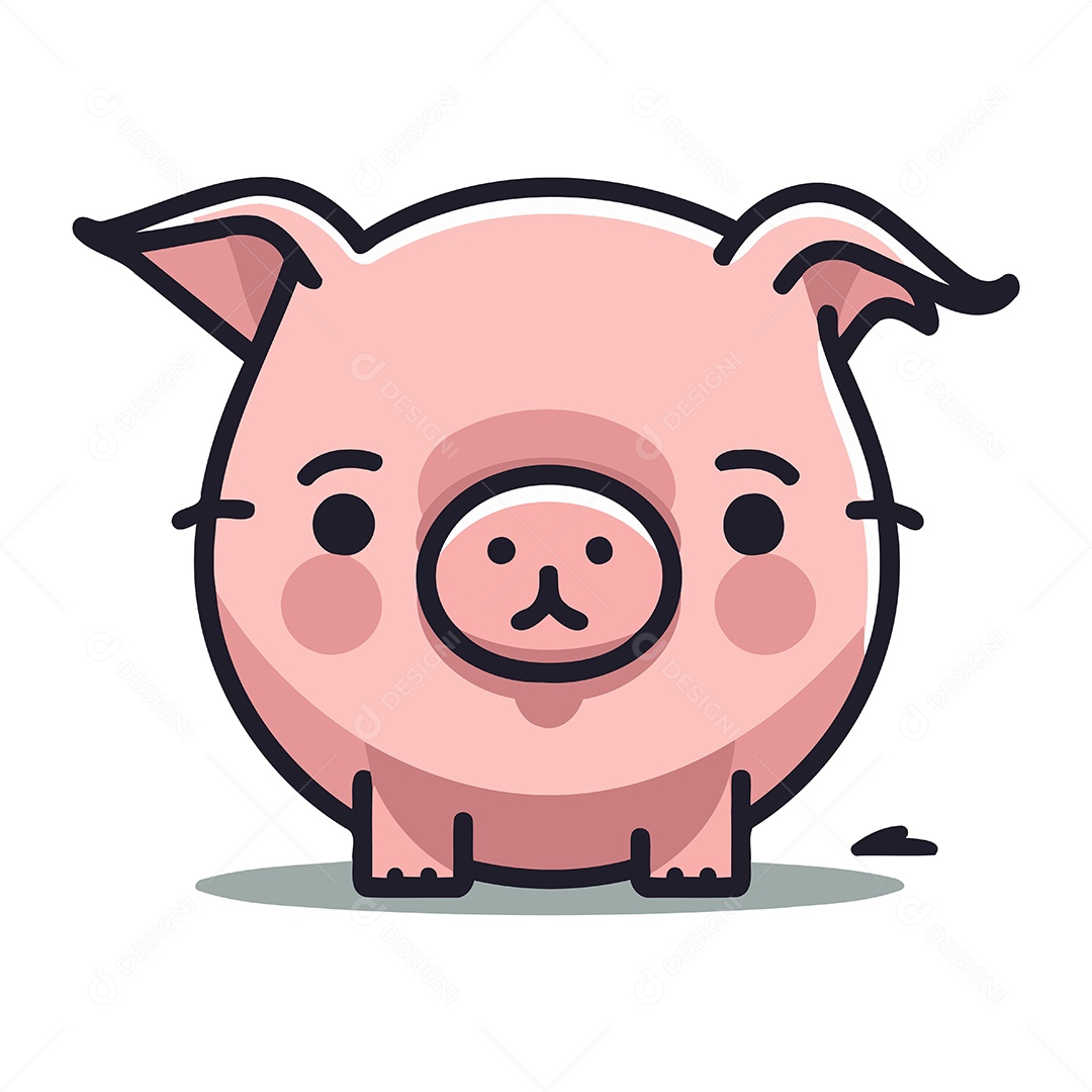 Porco de Desenho Animado Ilustração Vetor EPS