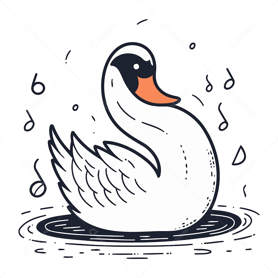 Cisne de Desenho Animado na Água Ilustração Vetor EPS