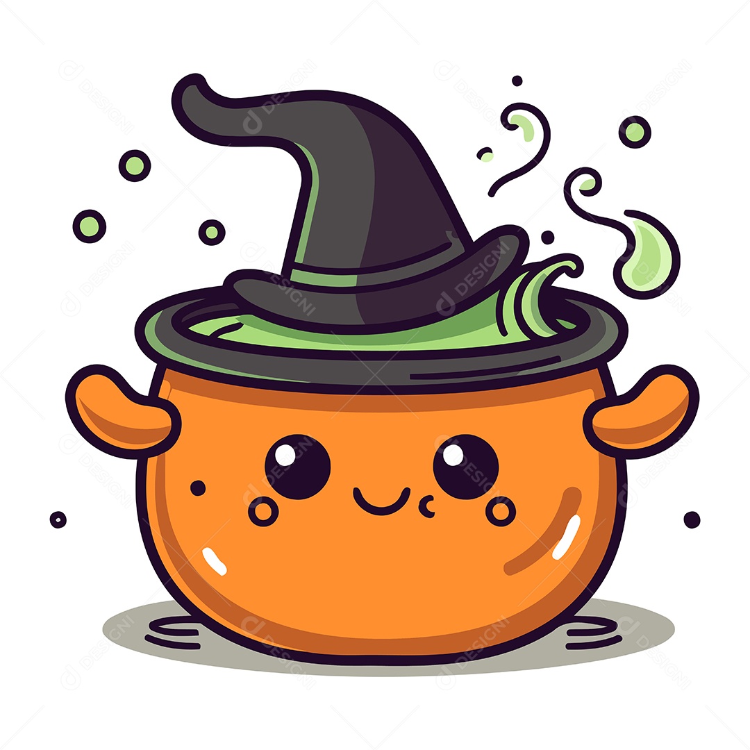 Panela de Desenho Animado com Chapéu Ilustração Vetor EPS