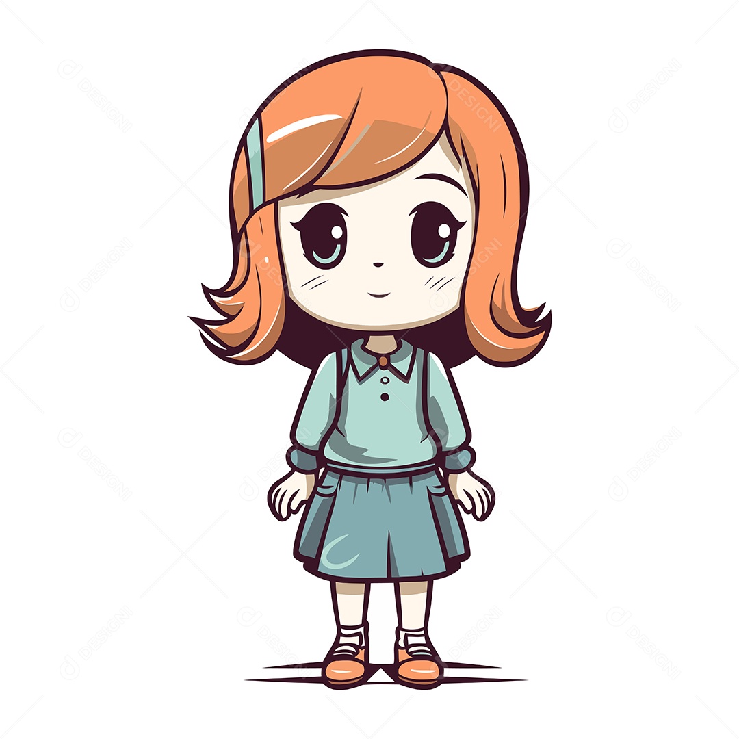 Menina Bonitinha de Desenho Animado Ilustração Vetor EPS