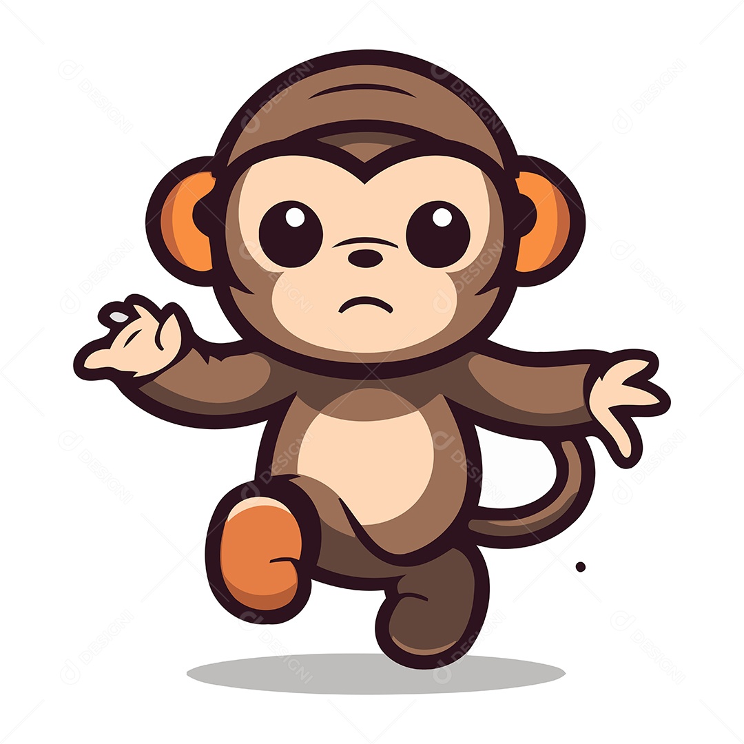 Macaco Fofo de Desenho Animado Ilustração Vetor EPS