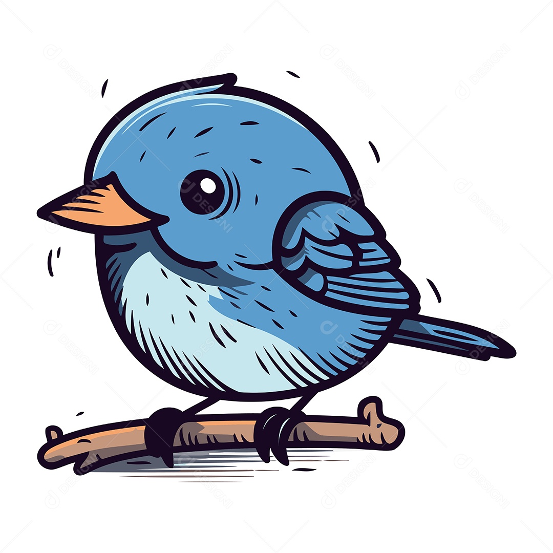 Pássaro Azul Pousado em um Galho Ilustração Vetor EPS