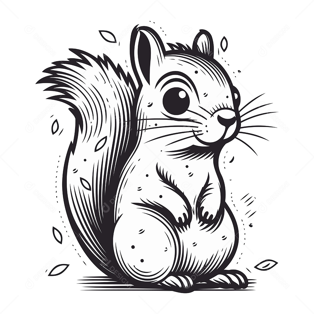 Esquilo Fofo de Desenho Animado Ilustração Vetor EPS