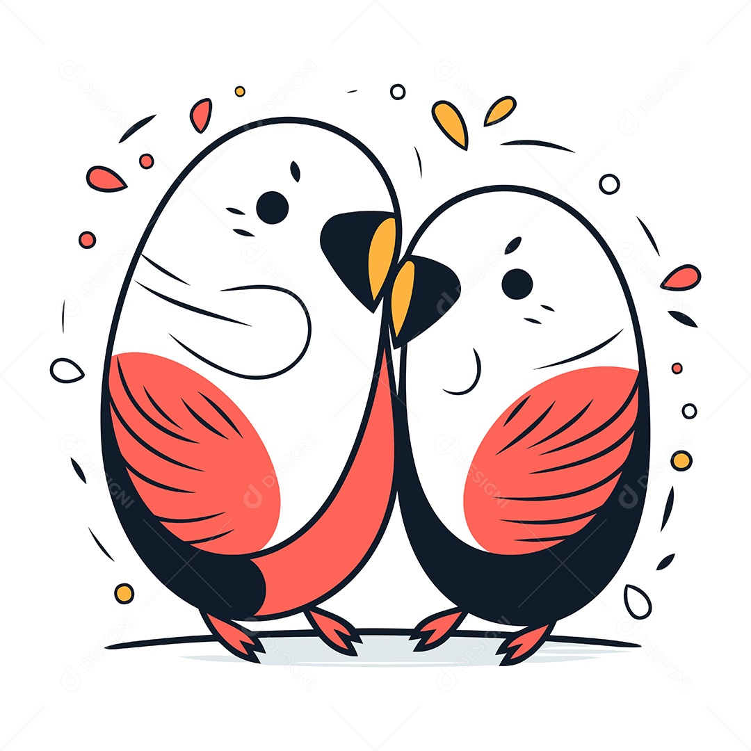 Pinguins de Desenho Animado Ilustração Vetor EPS