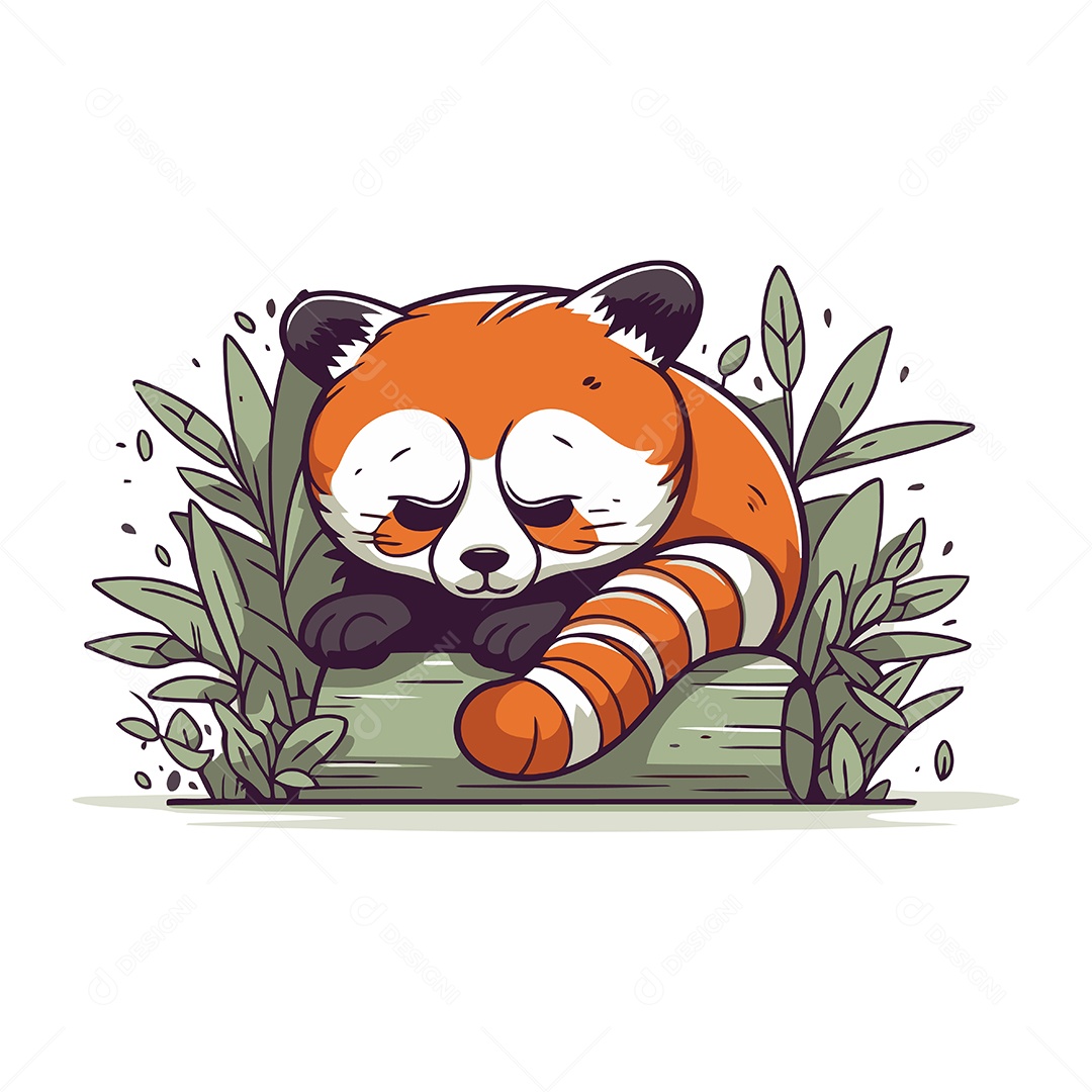 Panda Vermelho Fofo Ilustração Vetor EPS