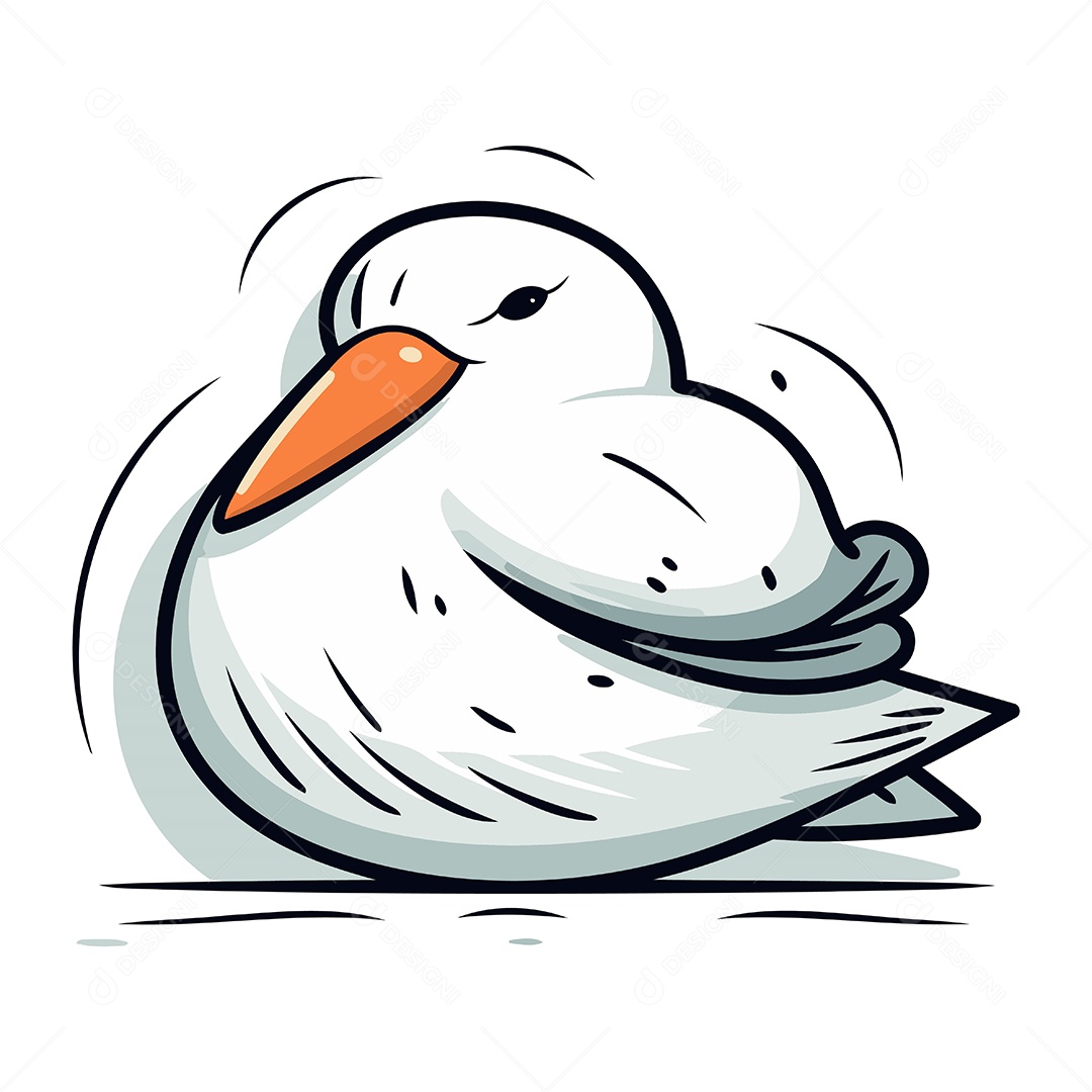 Gaivota Fofa de Desenho Animado Ilustração Vetor EPS