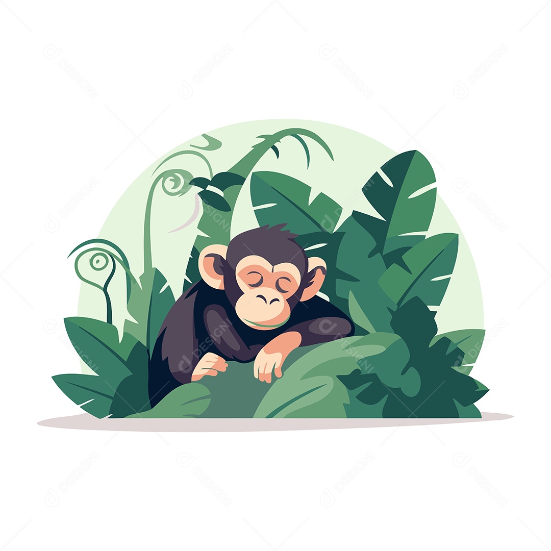 Chimpanzé de Desenho Animado Ilustração Vetor EPS