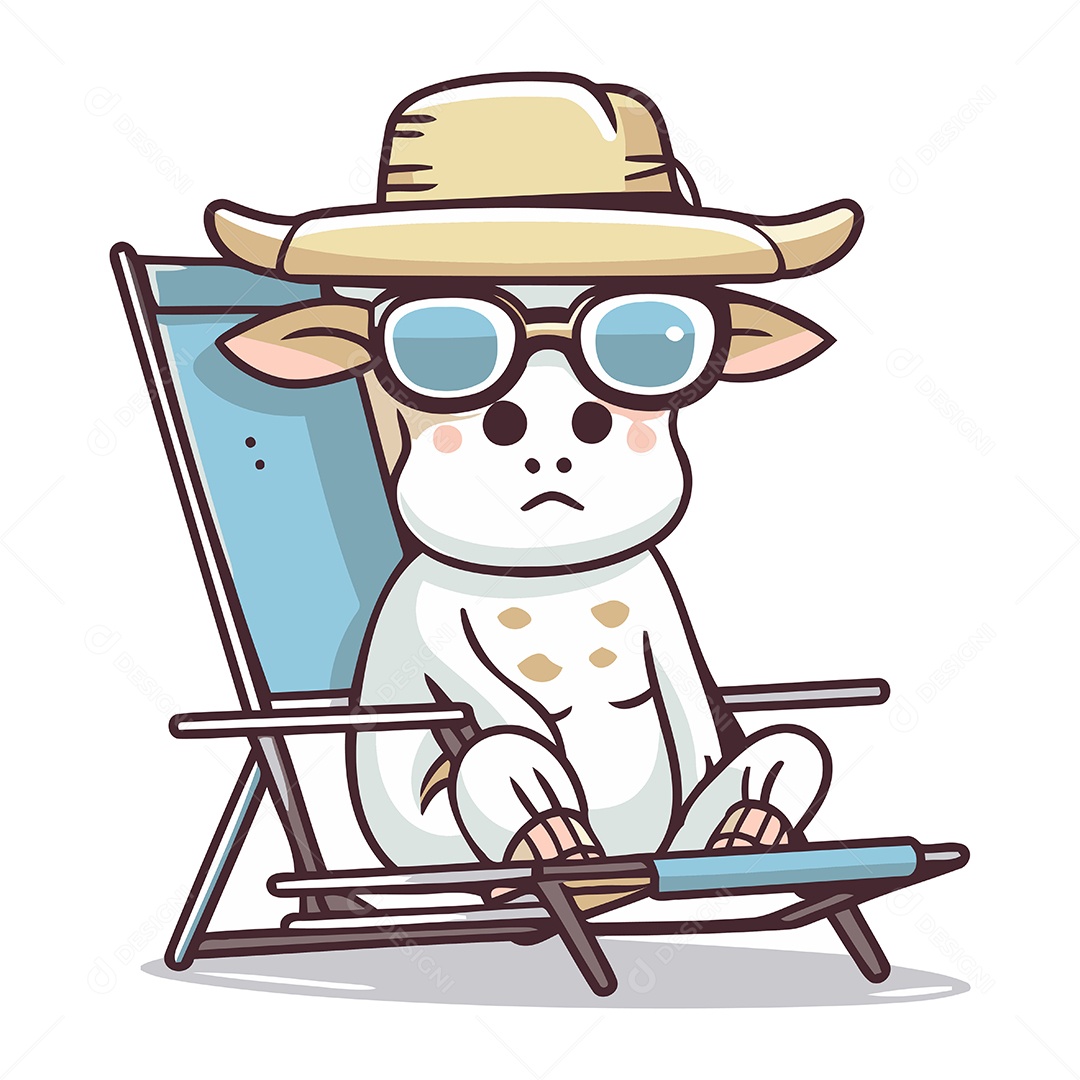 Vaca Sentada em Cadeira Ilustração Vetor EPS