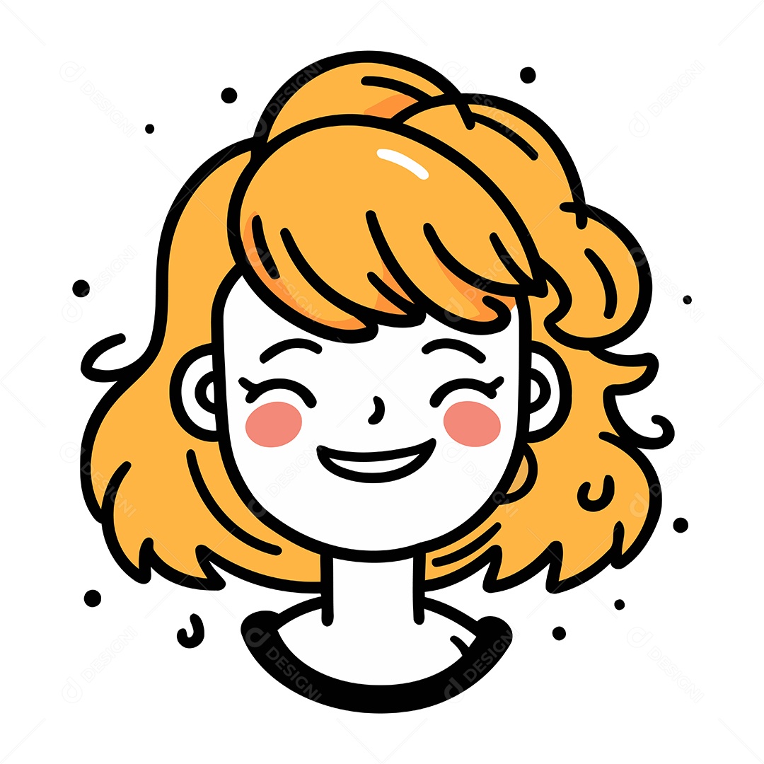 Garotinha Sorridente de Desenho Animado Ilustração Vetor EPS