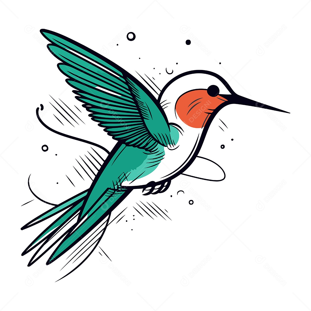 Beija Flor de Desenho Animado Ilustração Vetor EPS