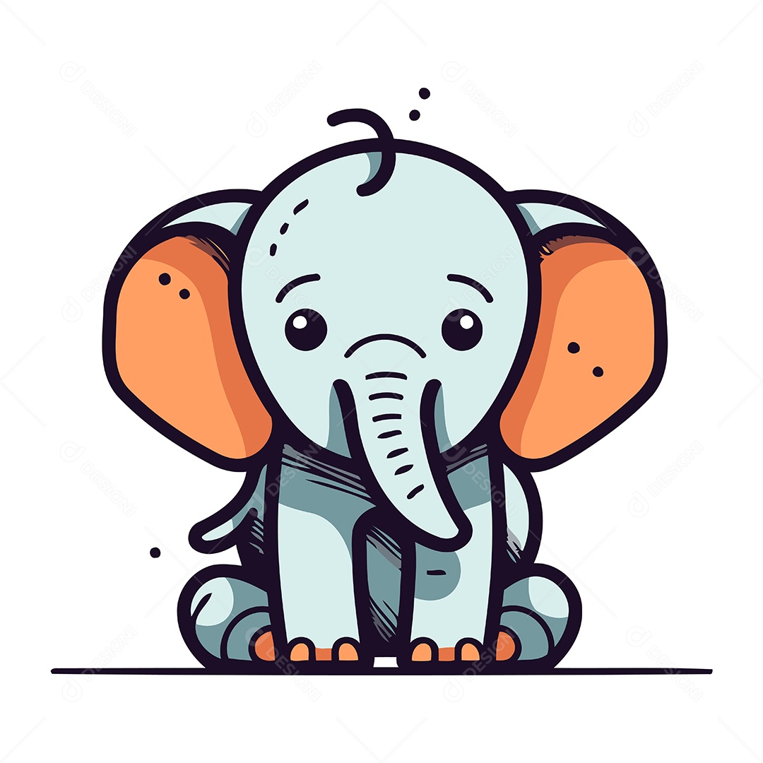 Elefante de Desenho Animado Ilustração Vetor EPS
