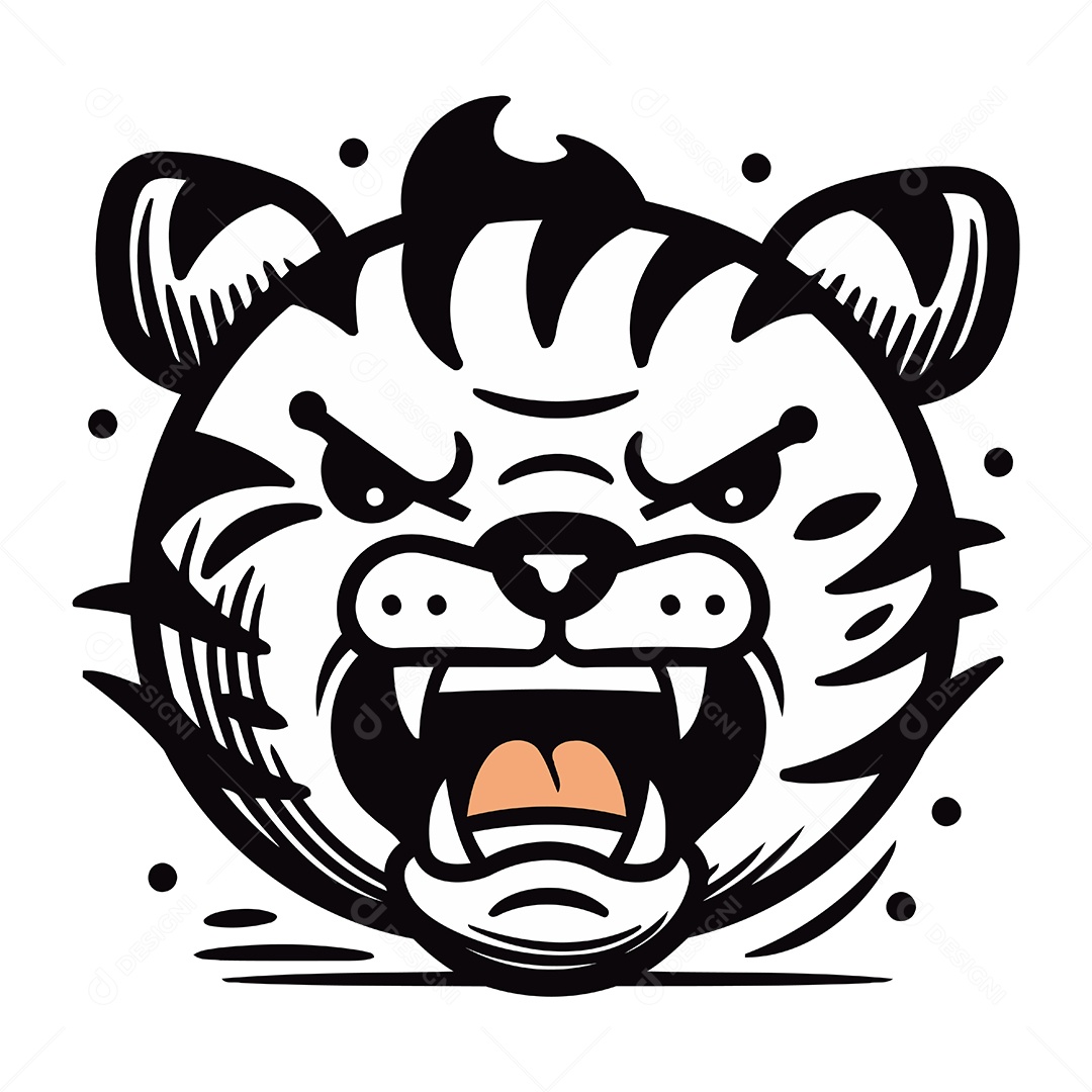 Cara de Tigre Irritado Ilustração Vetor EPS