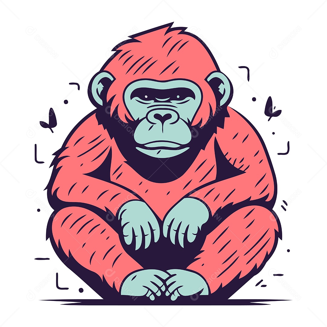 Chimpanzé de Desenho Animado Ilustração Vetor EPS