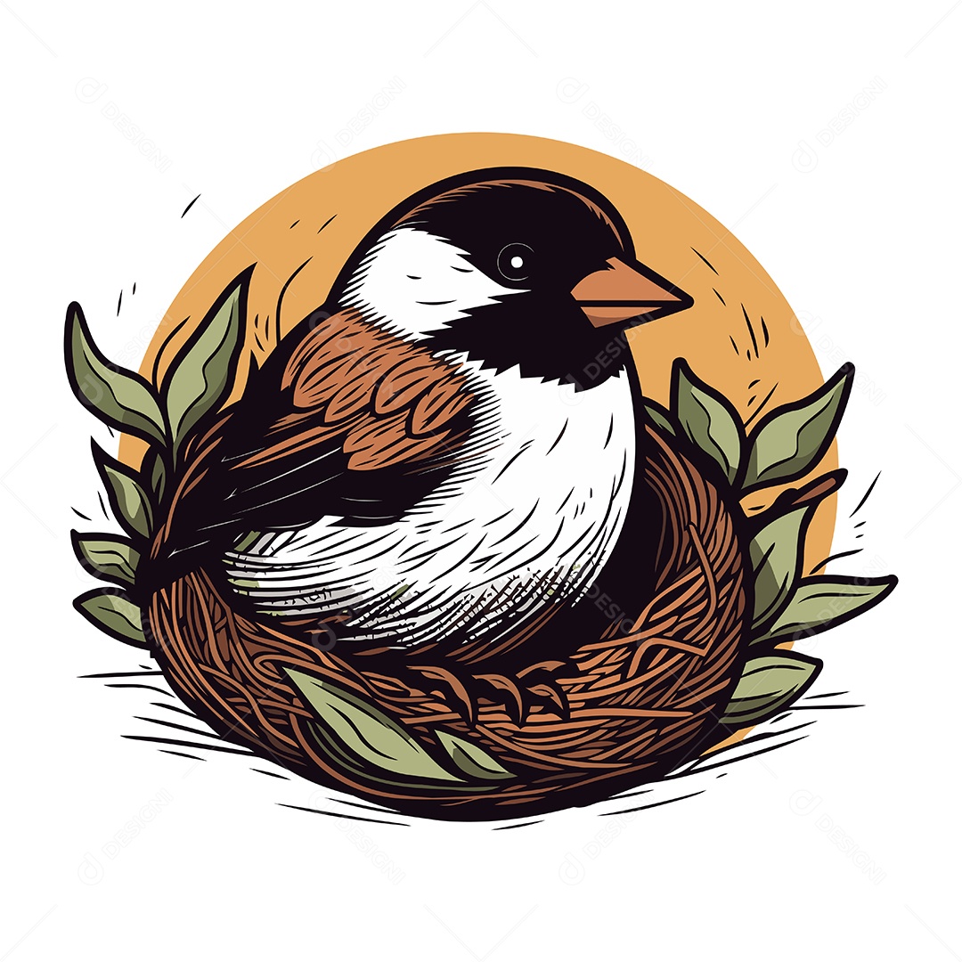 Pássaro Pardal de Desenho Animado Ilustração Vetor EPS