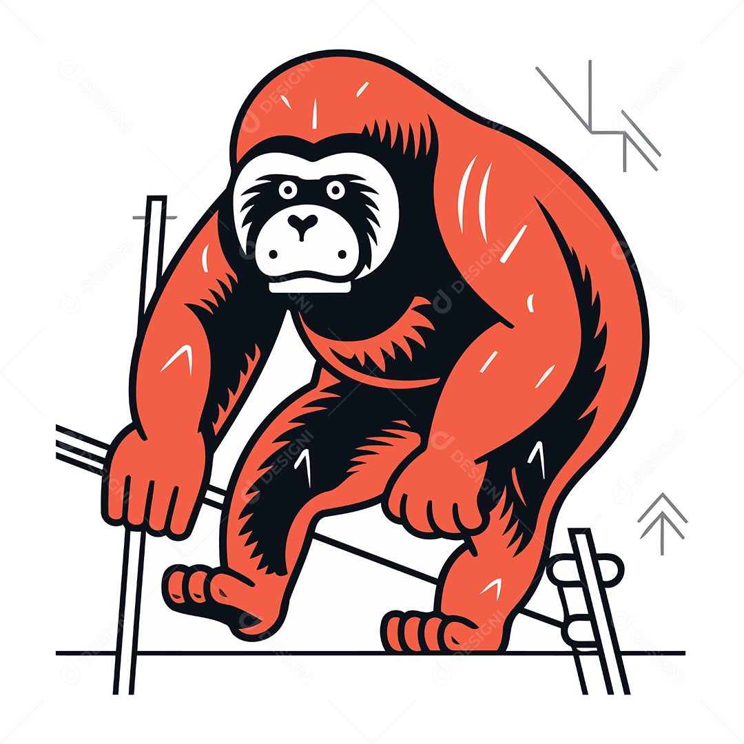 Gorila de Desenho Animado Ilustração Vetor EPS