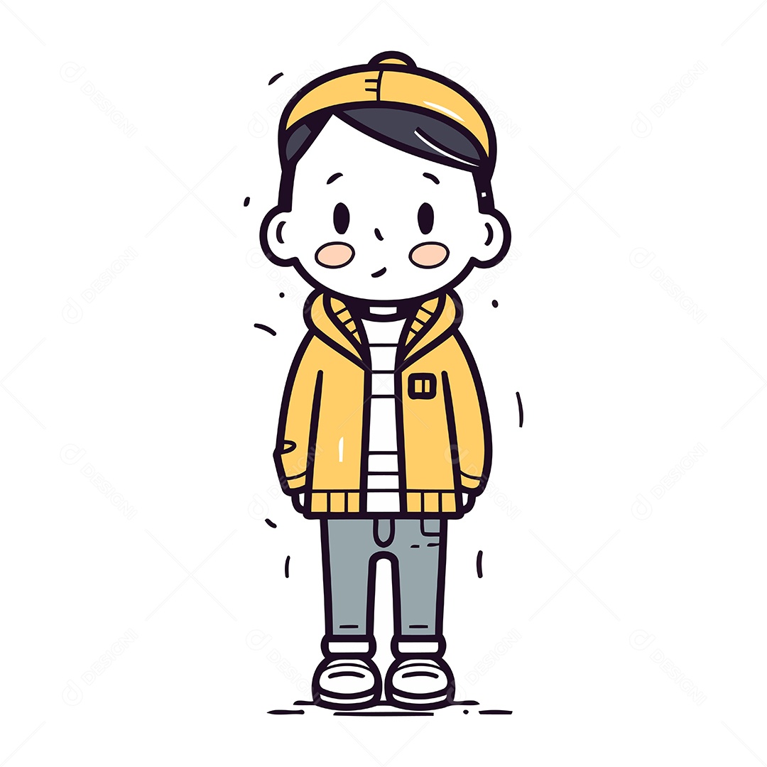 Menino Vestindo Casaco de Inverno e Boné Ilustração Vetor EPS