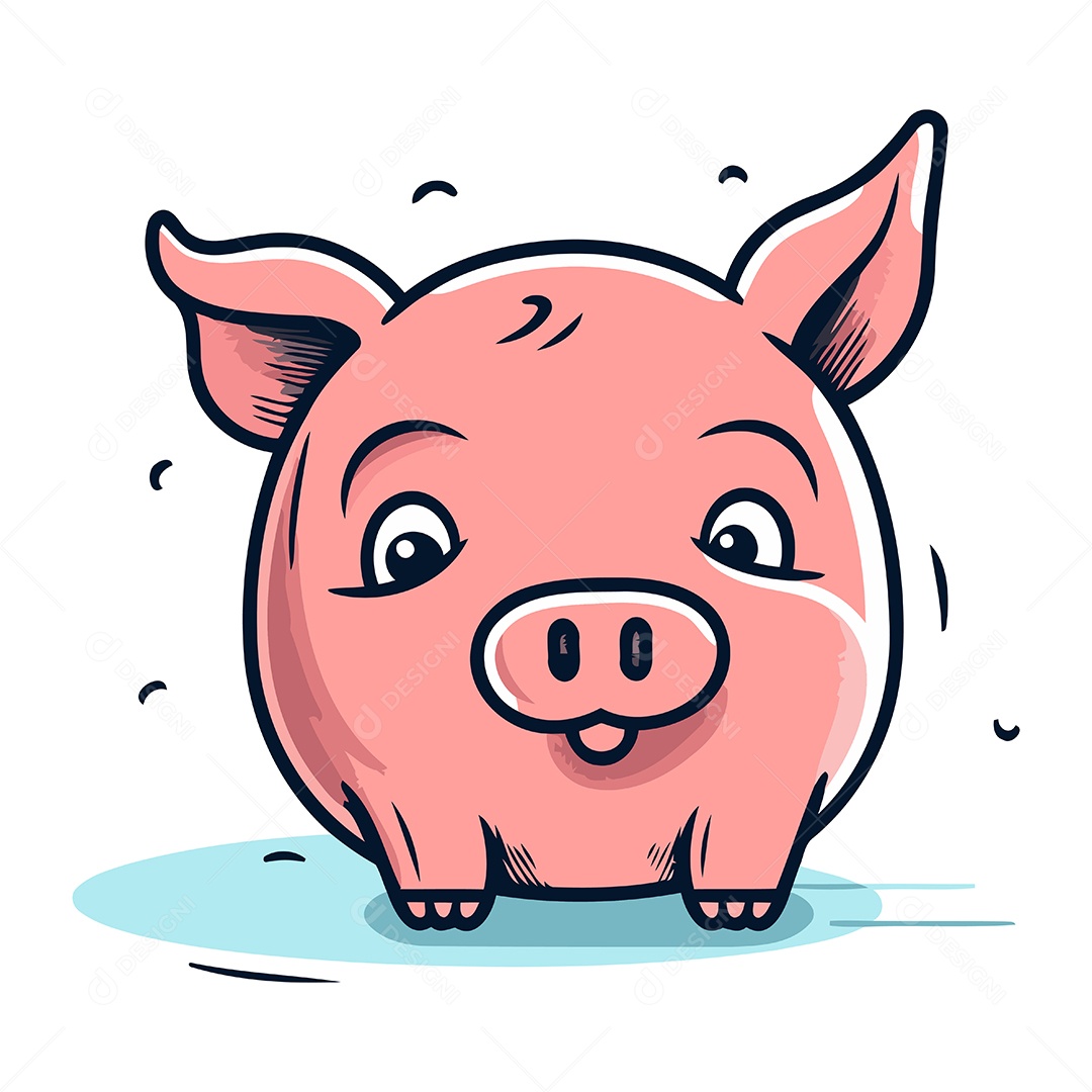 Porco de Desenho Animado Ilustração Vetor EPS