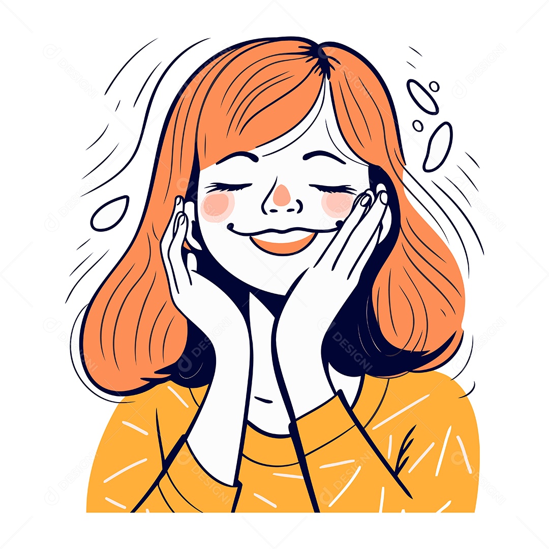 Jovem Feliz com Cabelo Ruivo Ilustração Vetor EPS