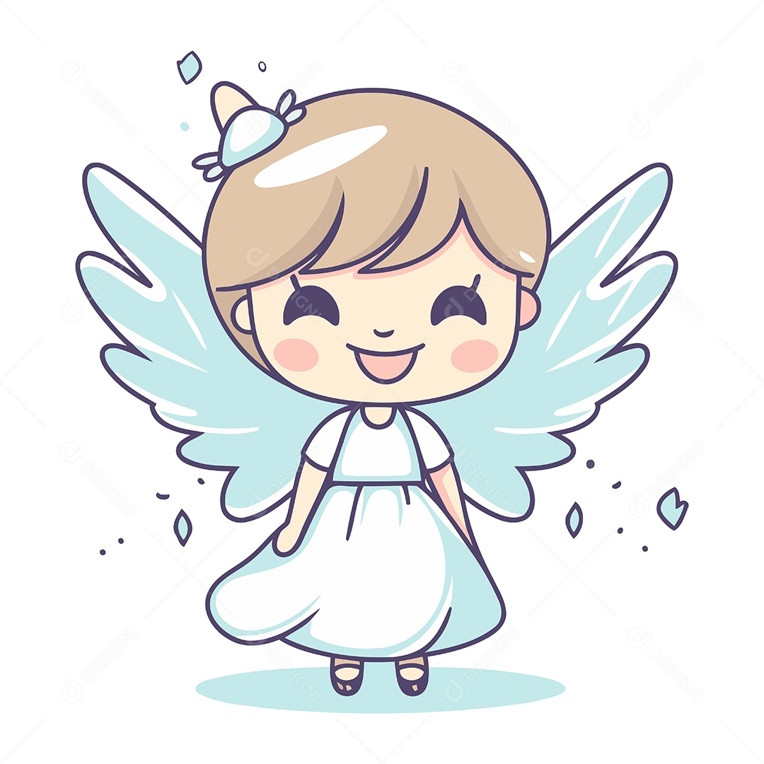 Anjo Fofo de Desenho Animado Ilustração Vetor EPS