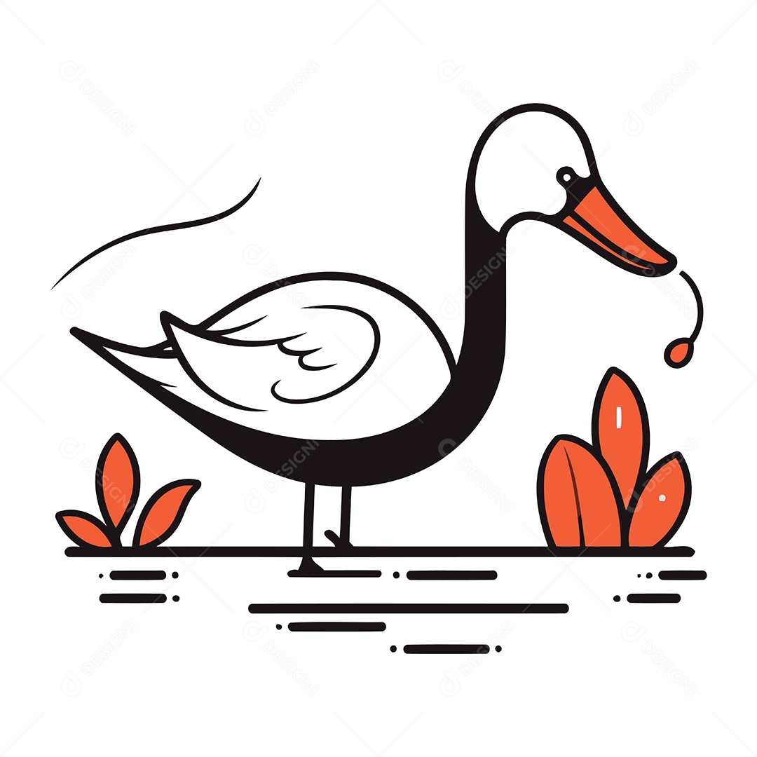 Pato de Desenho Animado Ilustração Vetor EPS