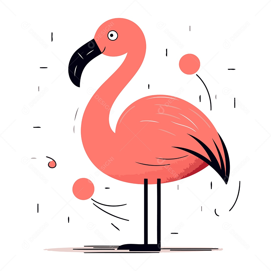 Flamingo de Desenho Animado Ilustração Vetor EPS