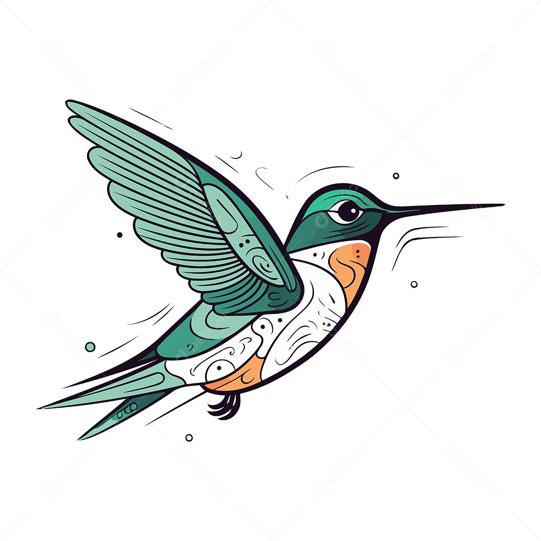 Beija Flor de Desenho Animado Ilustração Vetor EPS