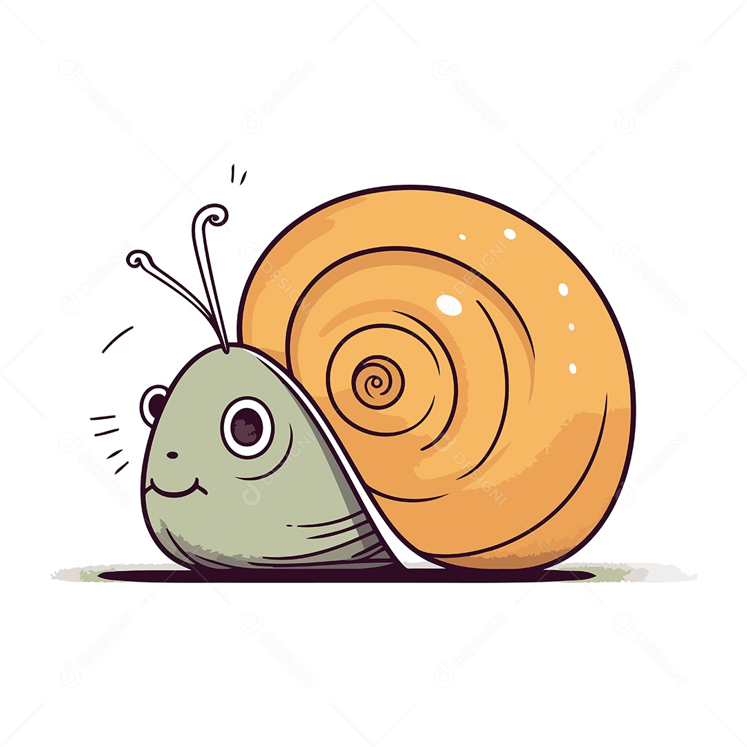 Caracol Fofo de Desenho Animado Ilustração Vetor EPS