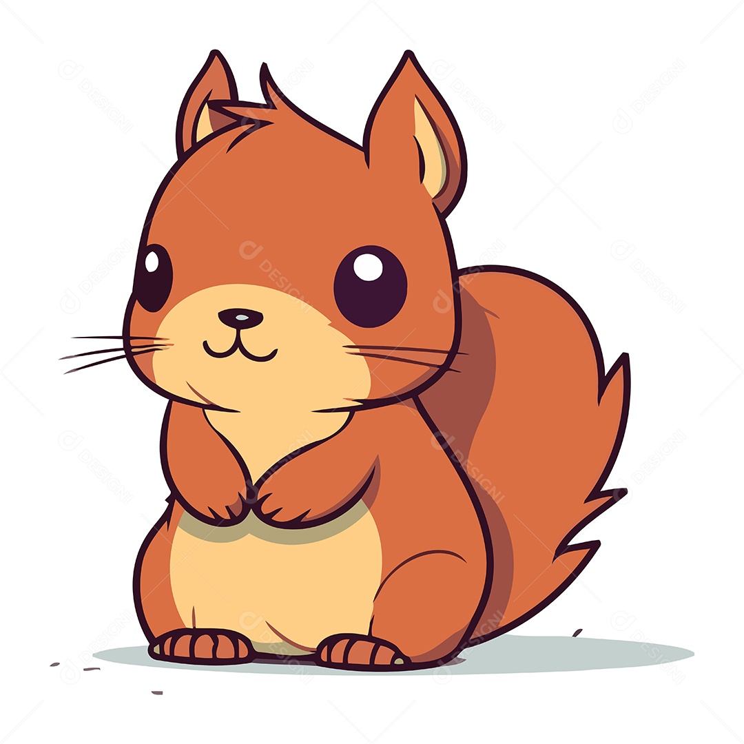 Esquilo Fofo de Desenho Animado Ilustração Vetor EPS