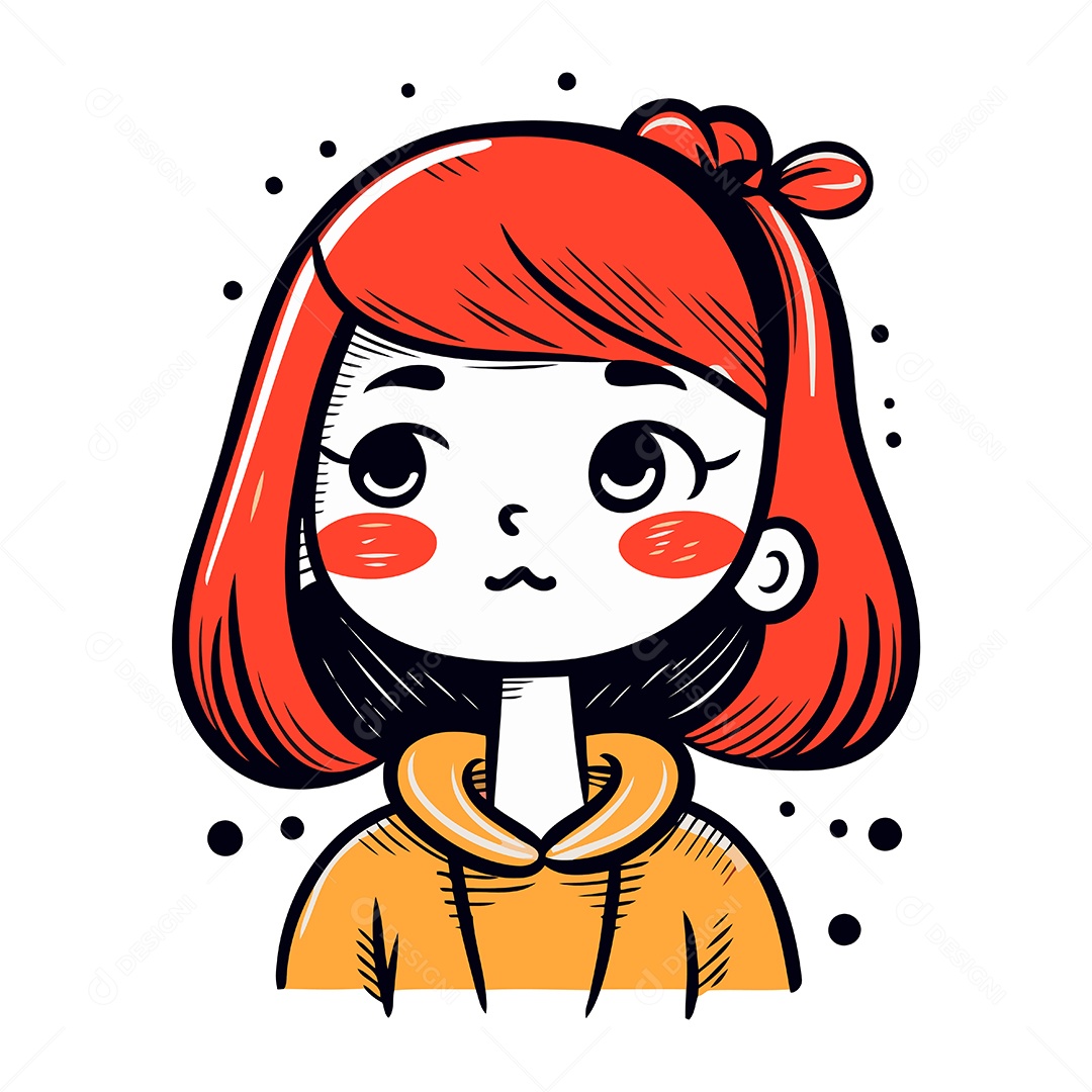 Garota Ruiva de Desenho Animado Ilustração Vetor EPS