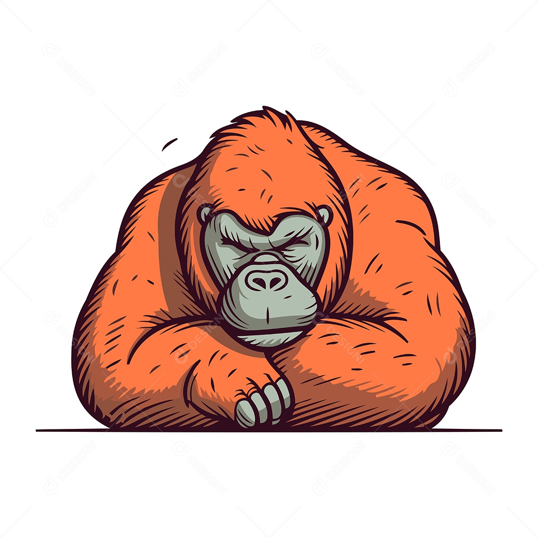 Gorila de Desenho Animado Ilustração Vetor EPS