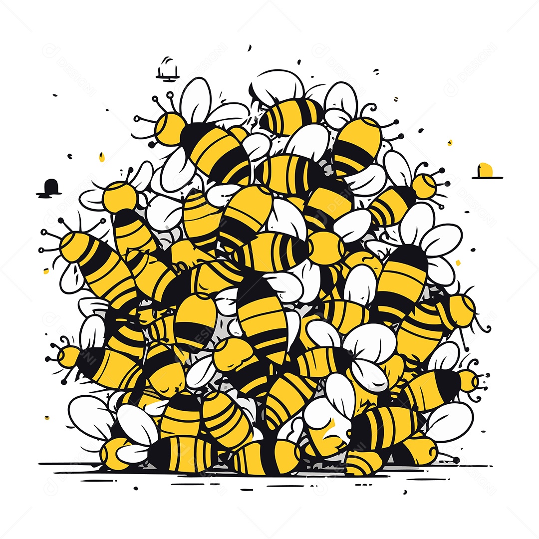 Abelhas de Desenho Animado Ilustração Vetor EPS