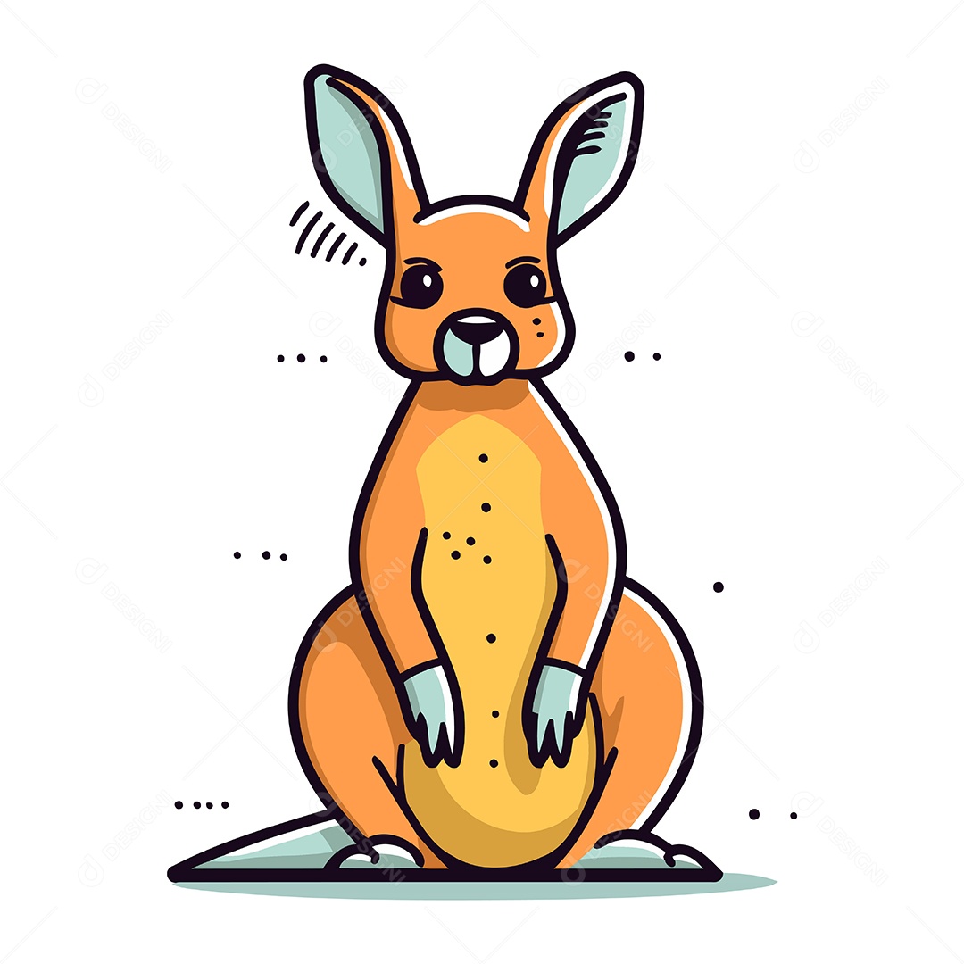 Canguru de Desenho Animado Ilustração Vetor EPS
