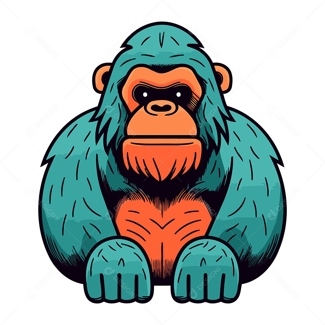 Gorila de Desenho Animado Ilustração Vetor EPS