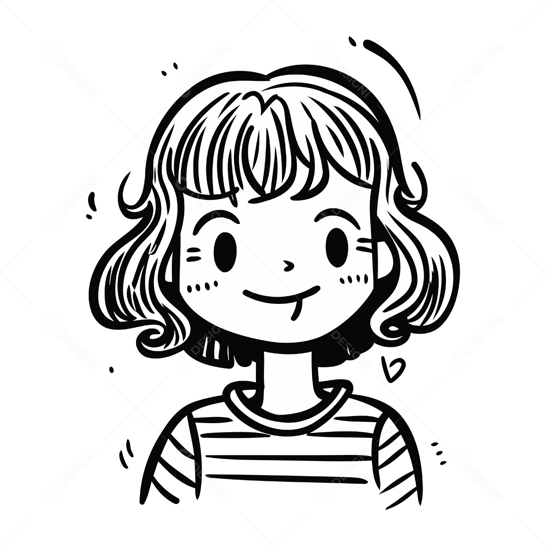 Menina com uma Camiseta Listrada Ilustração Vetor EPS