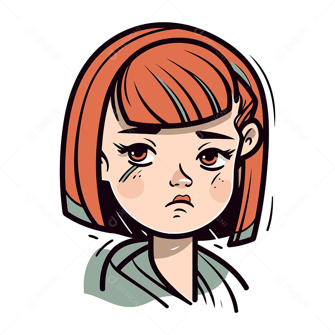 Mulher de Desenho Animado com Cabelo Ruivo Ilustração Vetor EPS