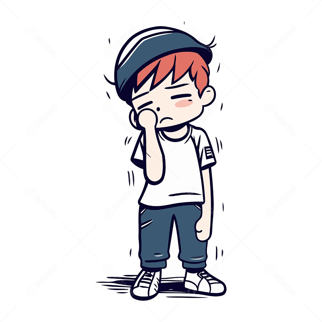 Menino Fofo Usando Boné e Camiseta Ilustração Vetor EPS