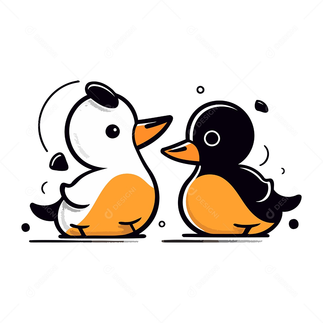 Patos de Desenho Animado Ilustração Vetor EPS