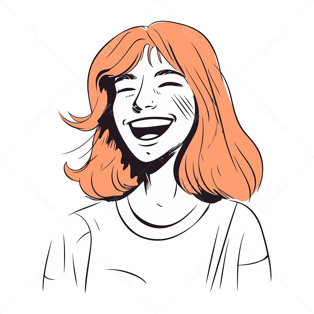 Jovem Feliz com Cabelo Ruivo Ilustração Vetor EPS
