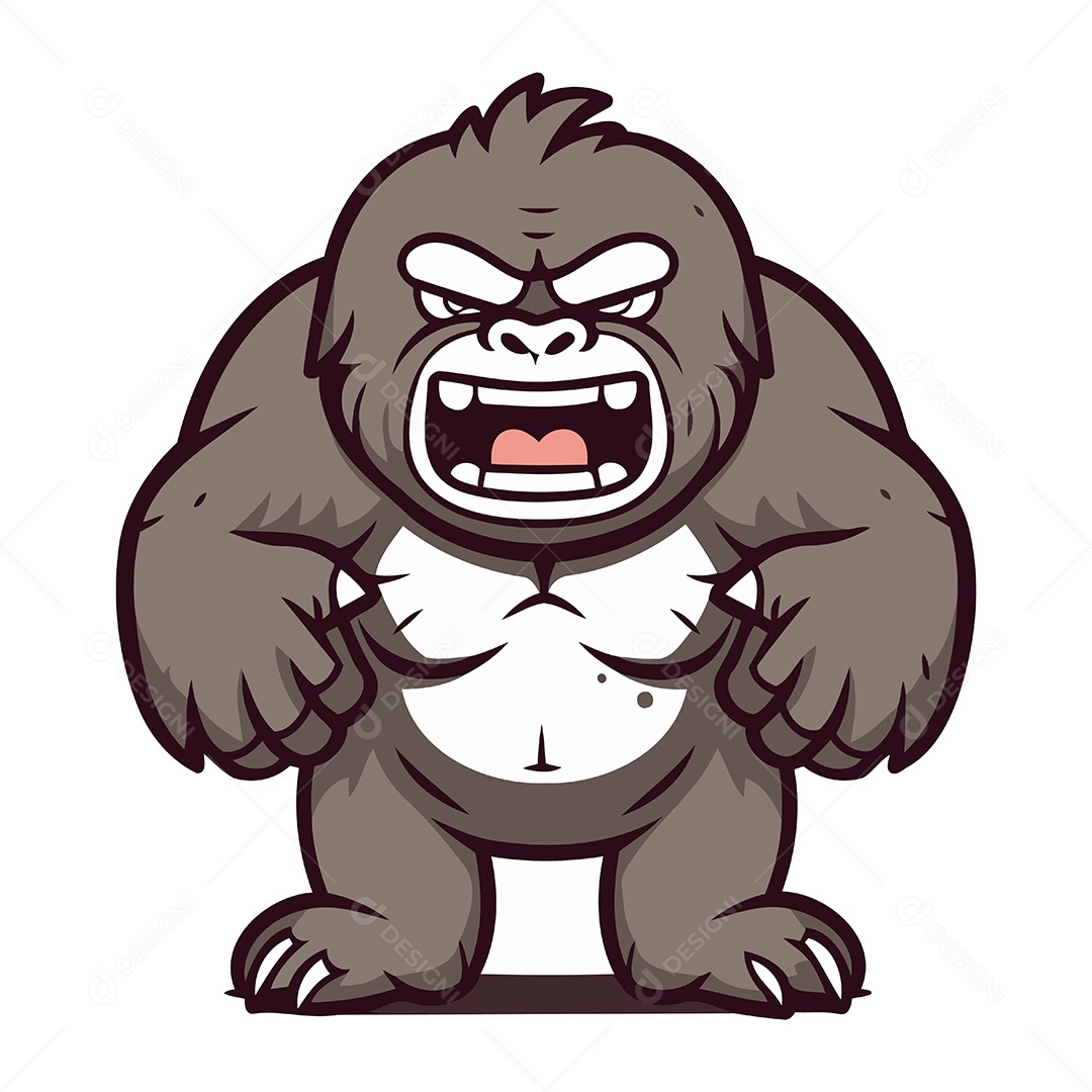 Gorila de Desenho Animado Ilustração Vetor EPS