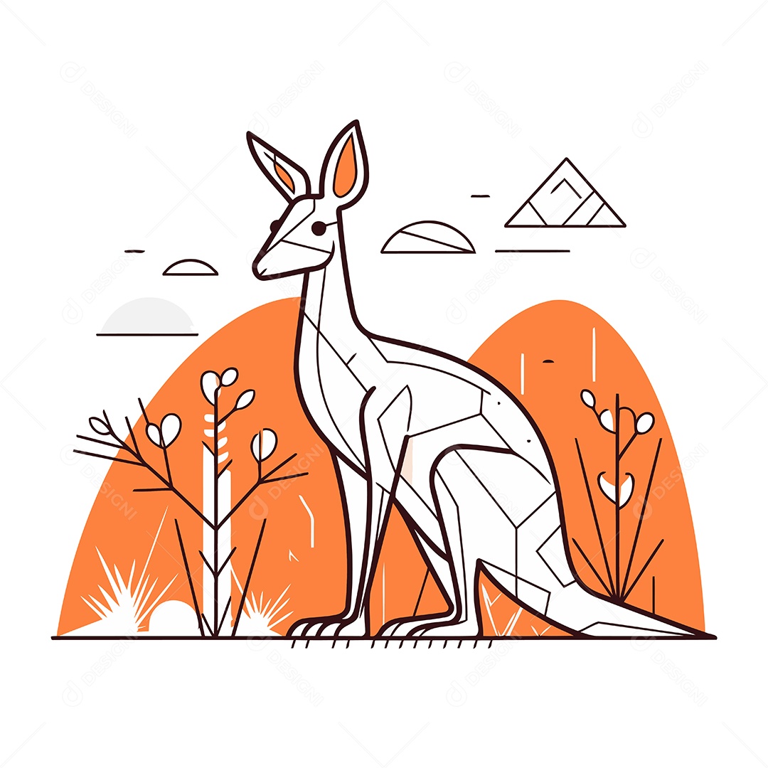 Canguru de Desenho Animado Ilustração Vetor EPS