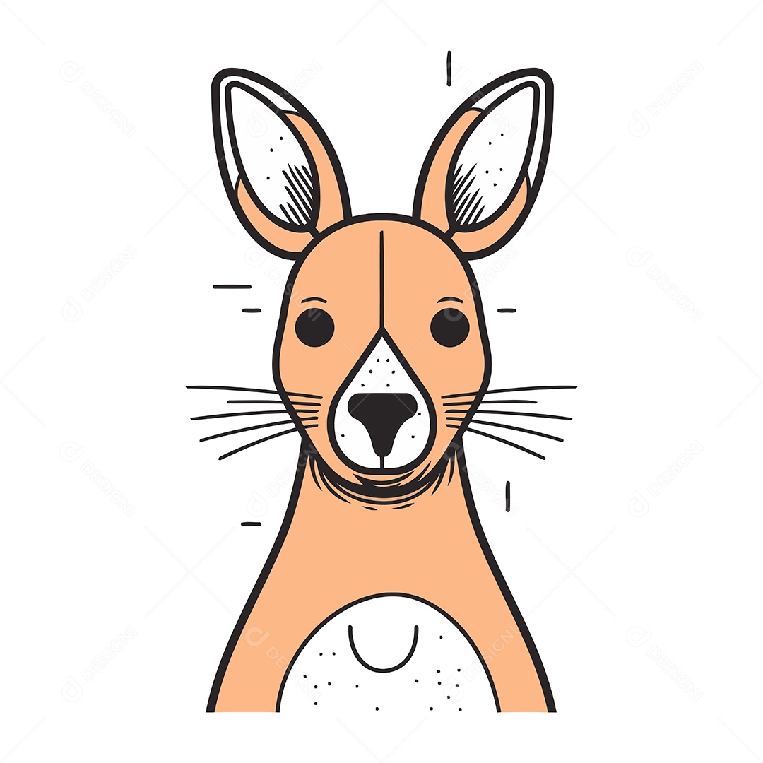 Cabeça de Canguru Fofa Ilustração Vetor EPS