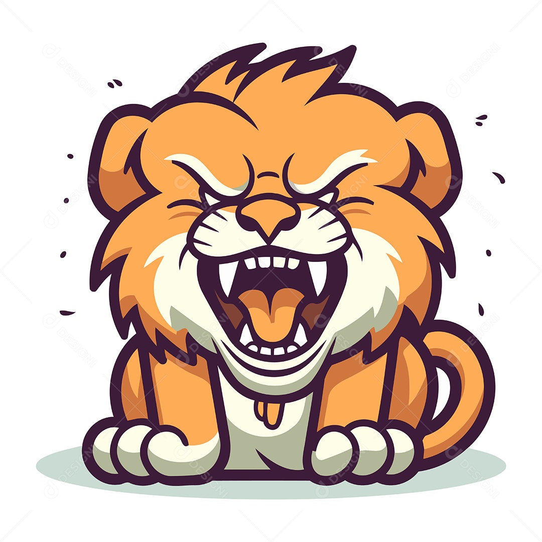 Leão de Desenho Animado Ilustração Vetor EPS