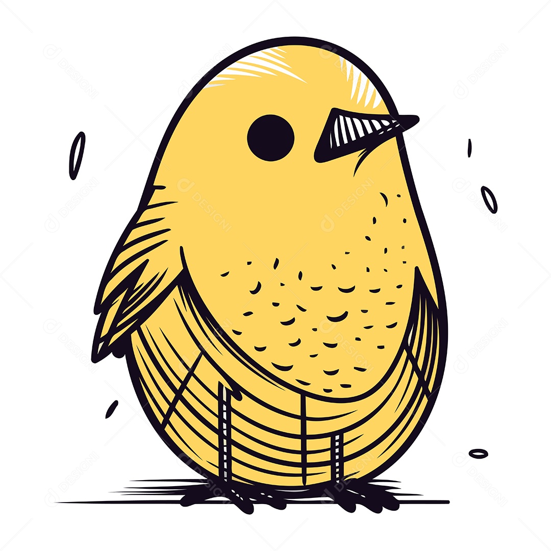 Pássaro Amarelo de Desenho Animado Ilustração Vetor EPS