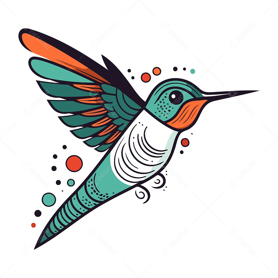 Beija Flor de Desenho Animado Ilustração Vetor EPS