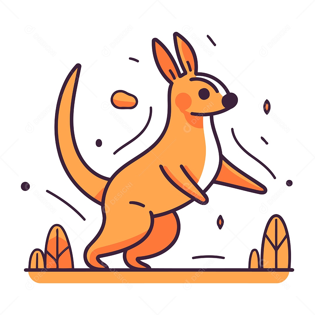Canguru de Desenho Animado Ilustração Vetor EPS