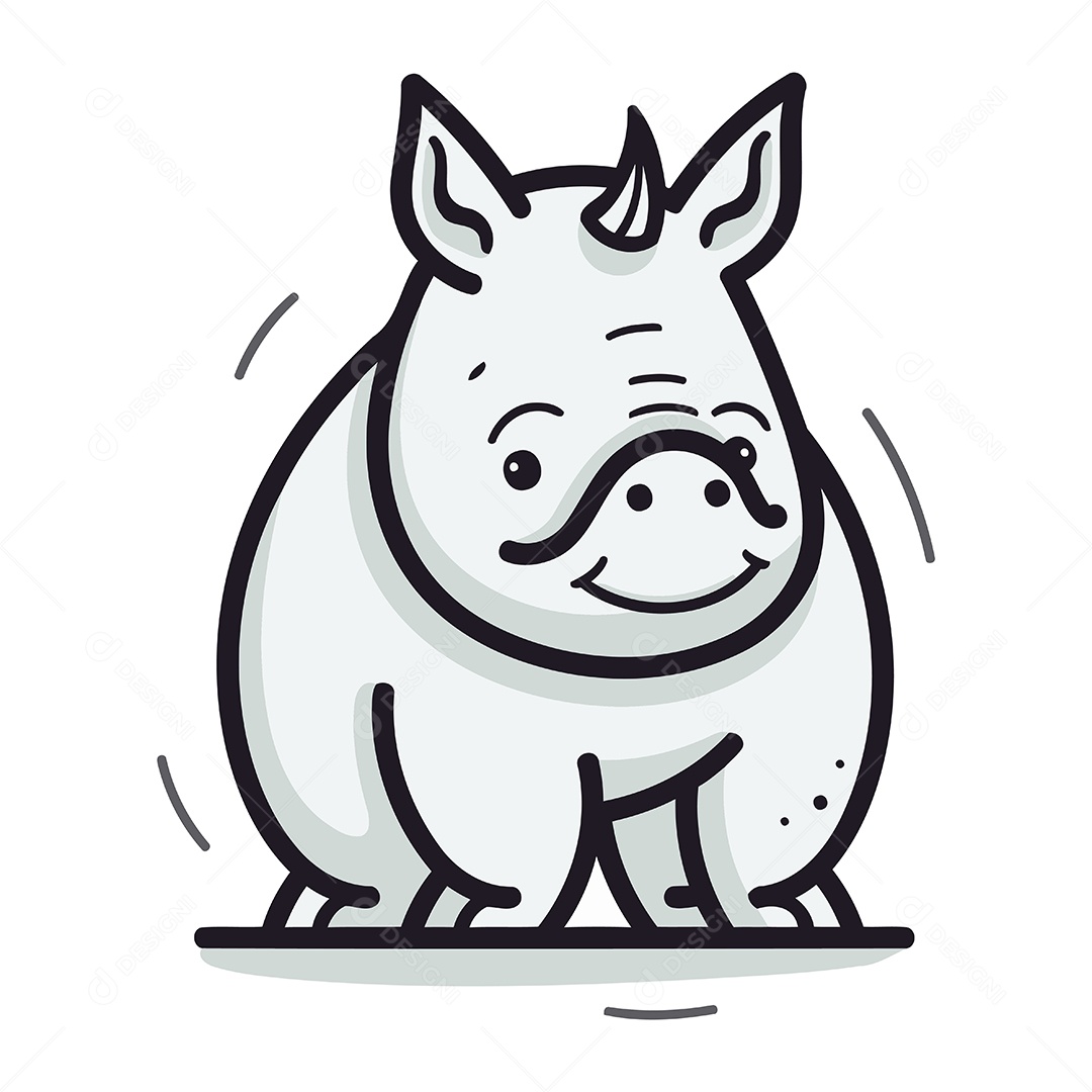 Rinoceronte de Desenho Animado Ilustração Vetor EPS